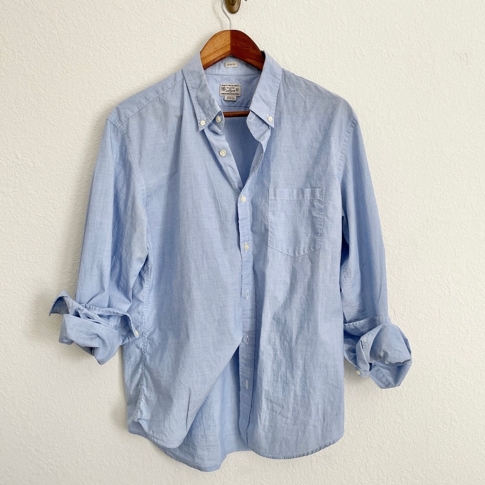 J. Crew Light Blue Button-Down Shirt Large Slim Fit